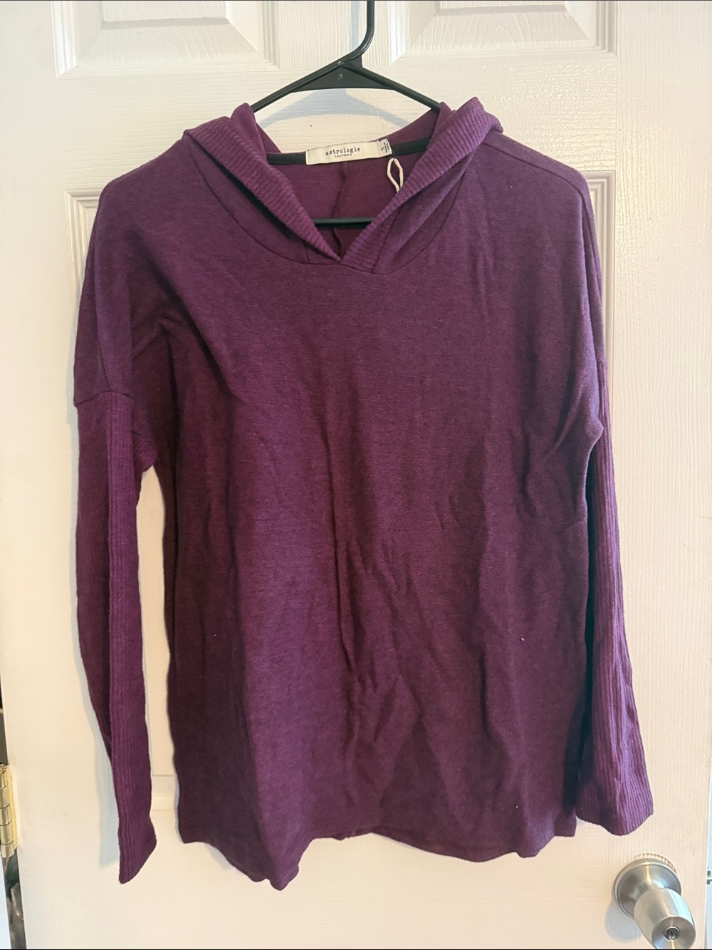 Women's Purple Hooded Pullover Sweater